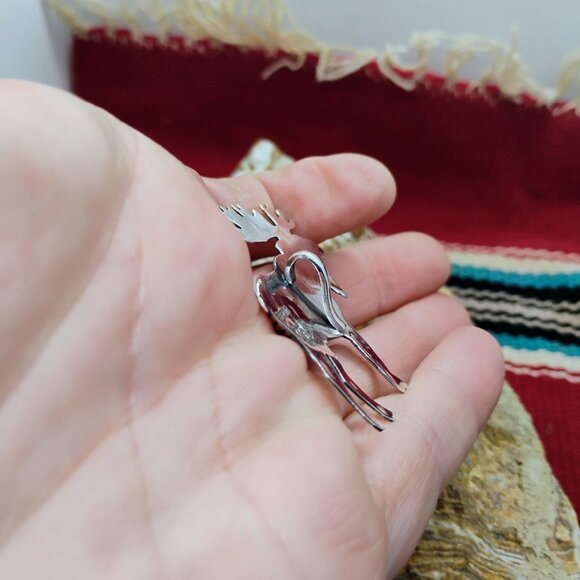 Sterling Silver Pink Conch Shell Moose Elk Pendant 2" Long - Picture 7 of 7